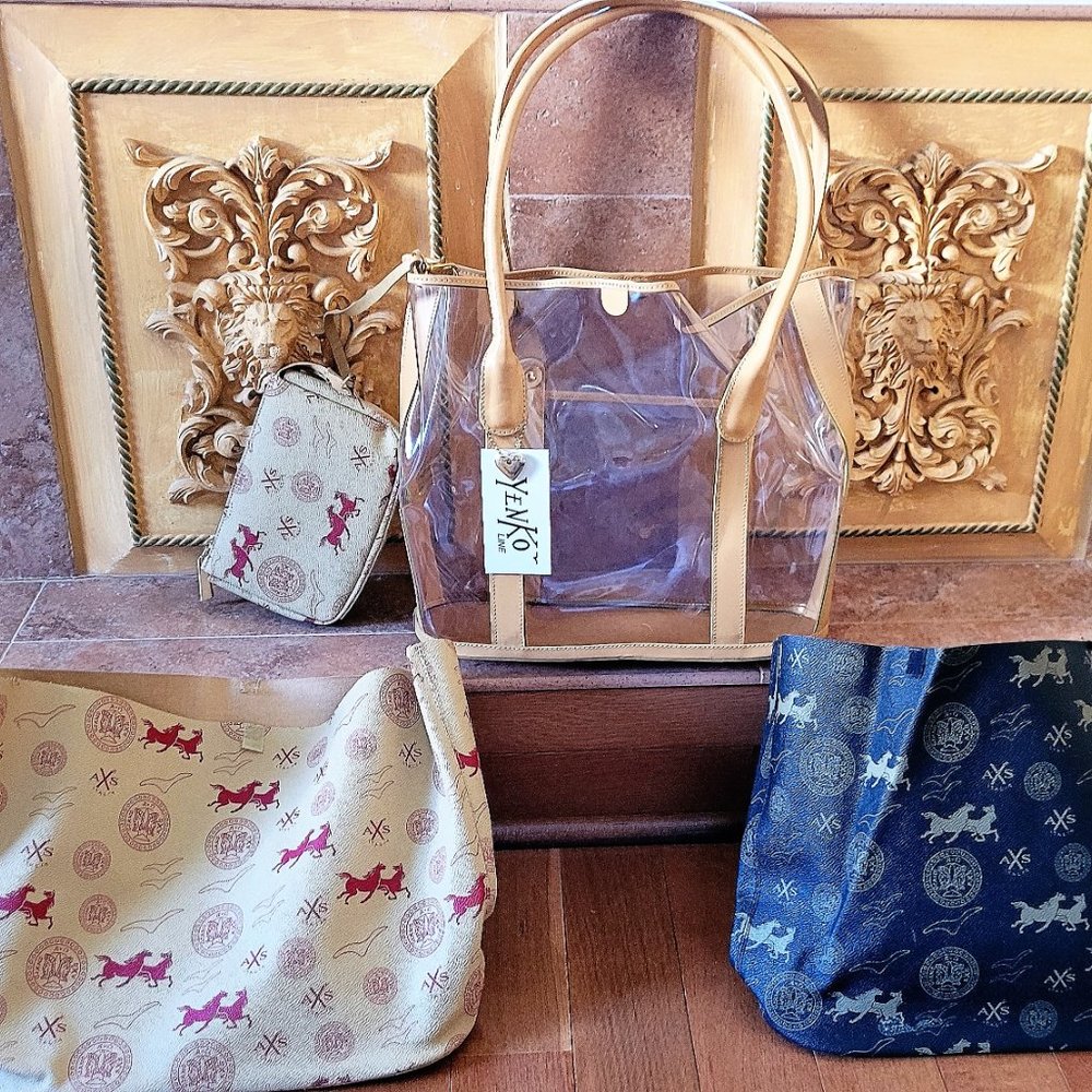 Italian Handbag leather-trimmed transparent D-Tote bag